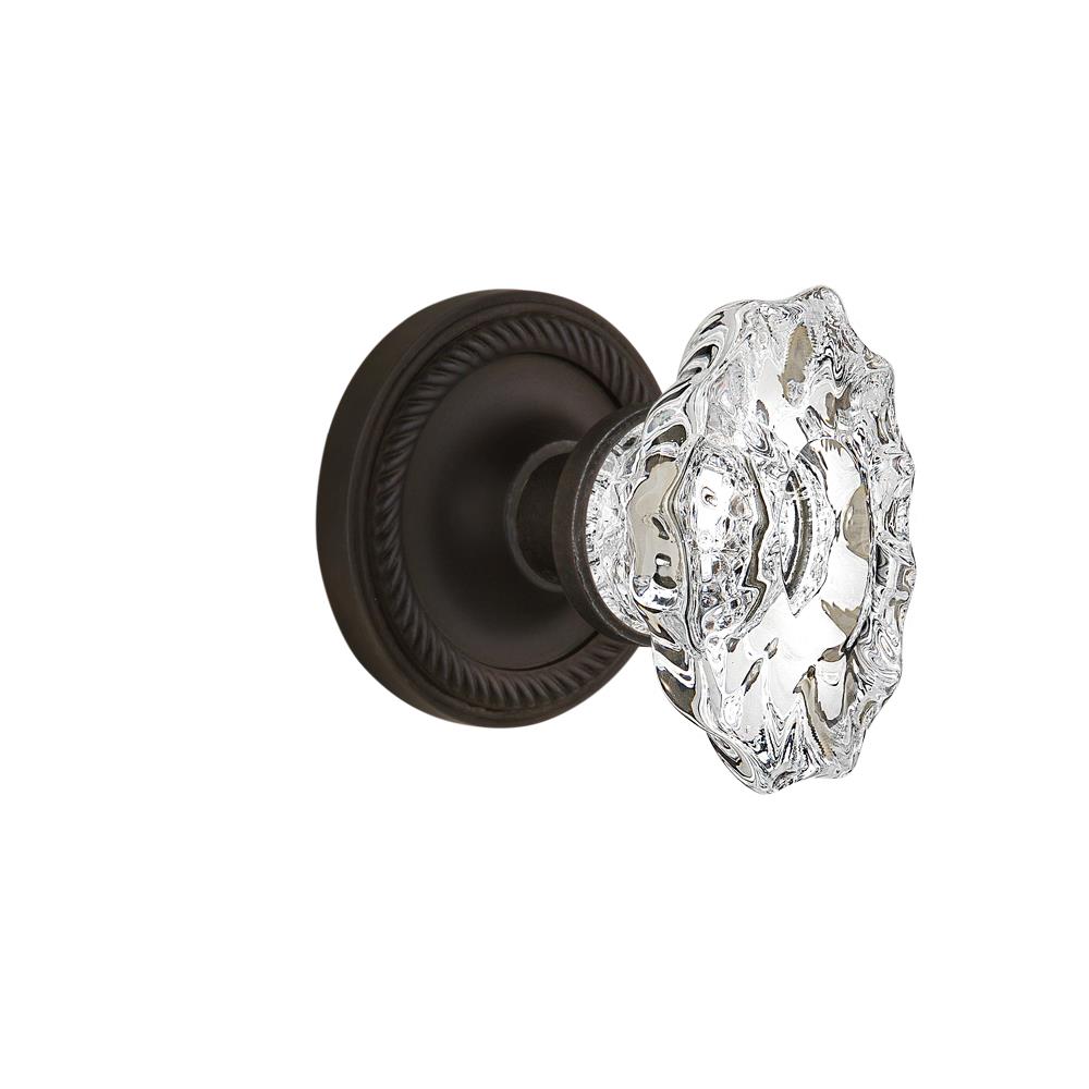 Nostalgic Warehouse ROPCHA Full Passage Set Without Keyhole Rope Rosette with Chateau Knob in Oil-Rubbed Bronze